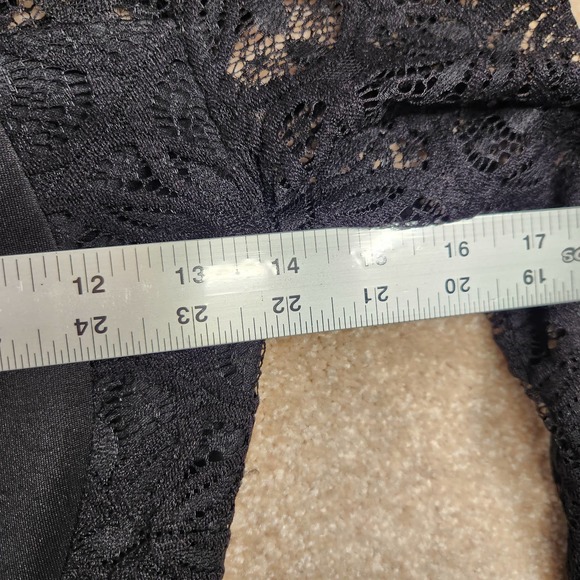 BCX Dress Black Lace Long Sleeve Crochet Inset Waist Scoop Neck Mini Dress Sz 3 - Picture 6 of 8